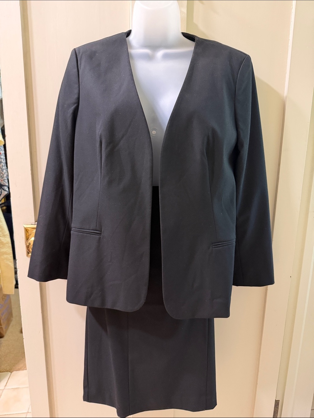 Ann Taylor Factory Black Open-Front Career Suit